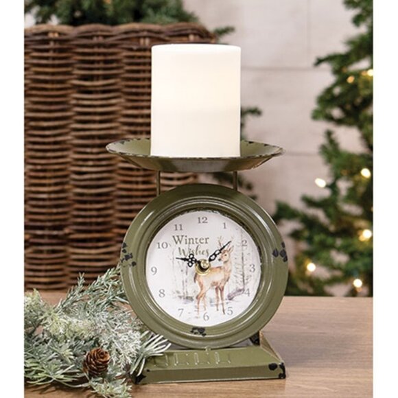 Winter Wishes Woodland Deer Scale Clock - Picture 2 of 2